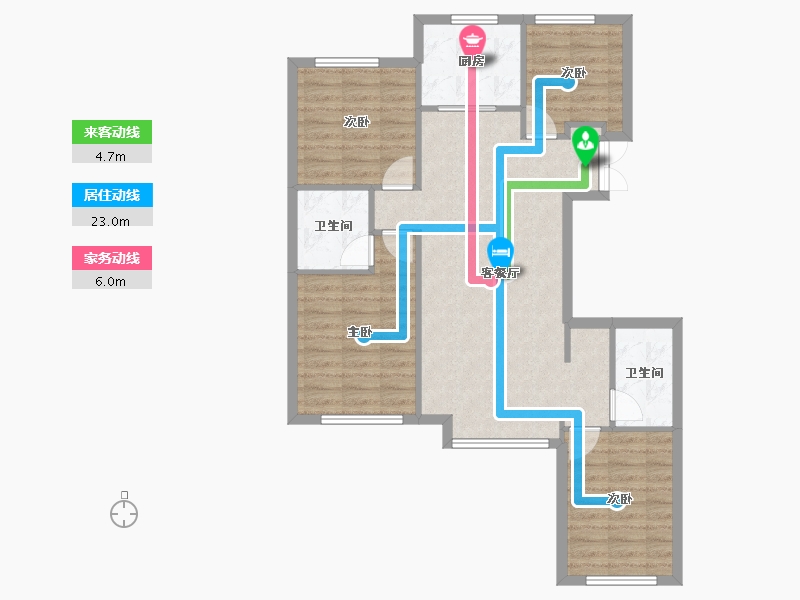 天津-天津市-首创天阅海河4号楼建面141m²-87.07-户型库-动静线