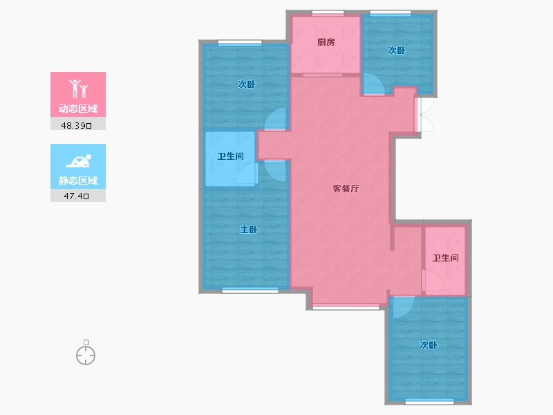 天津-天津市-首创天阅海河4号楼建面141m²-87.07-户型库-动静分区