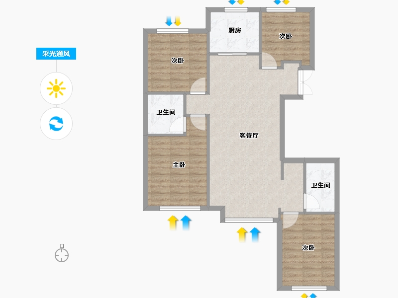 天津-天津市-首创天阅海河4号楼建面141m²-87.07-户型库-采光通风