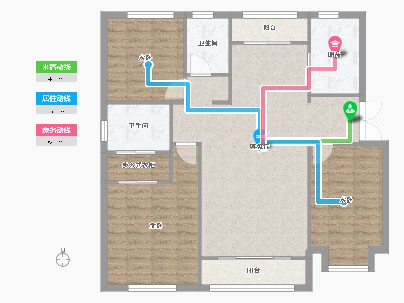 天津-天津市-首创天阅海河6号楼建面143m²-97.15-户型库-动静线