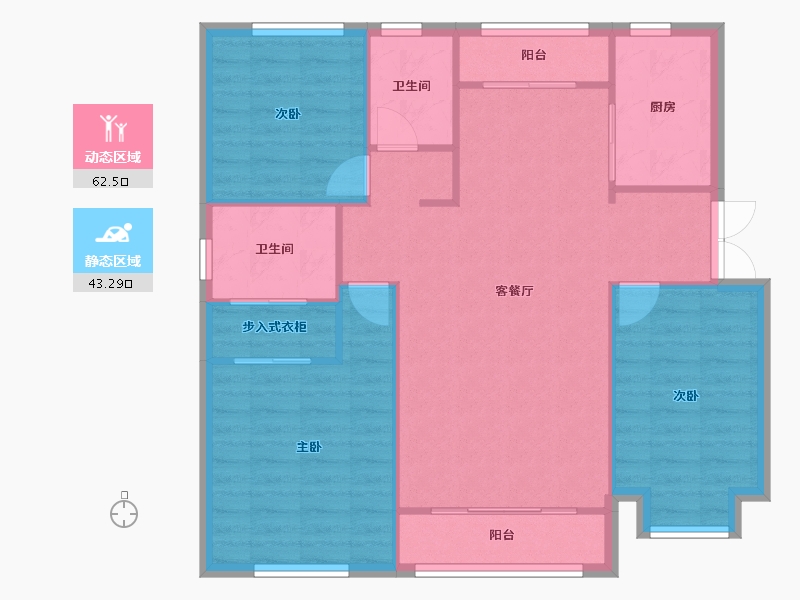 天津-天津市-首创天阅海河6号楼建面143m²-97.15-户型库-动静分区