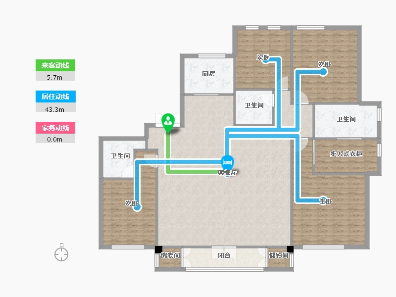 天津-天津市-首创天阅海河8号楼建面224m²-171.40-户型库-动静线