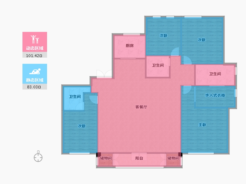 天津-天津市-首创天阅海河8号楼建面224m²-171.40-户型库-动静分区