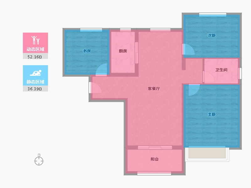 天津-天津市-中国铁建花语津郡7号楼建面99m²-79.20-户型库-动静分区