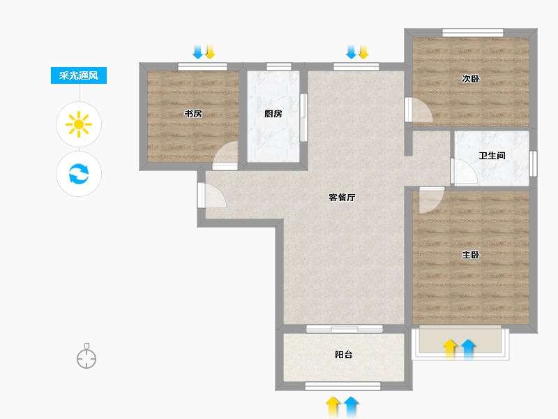 天津-天津市-中国铁建花语津郡7号楼建面99m²-79.20-户型库-采光通风