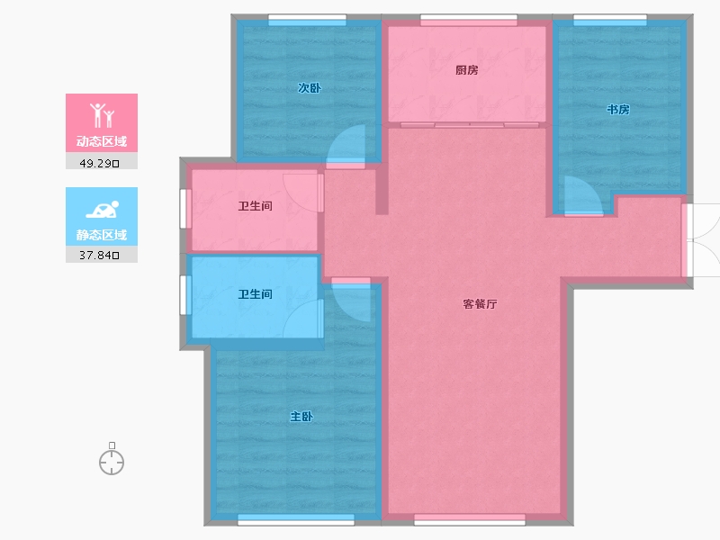 天津-天津市-中冶德贤华府4号楼,建面124m²-77.79-户型库-动静分区