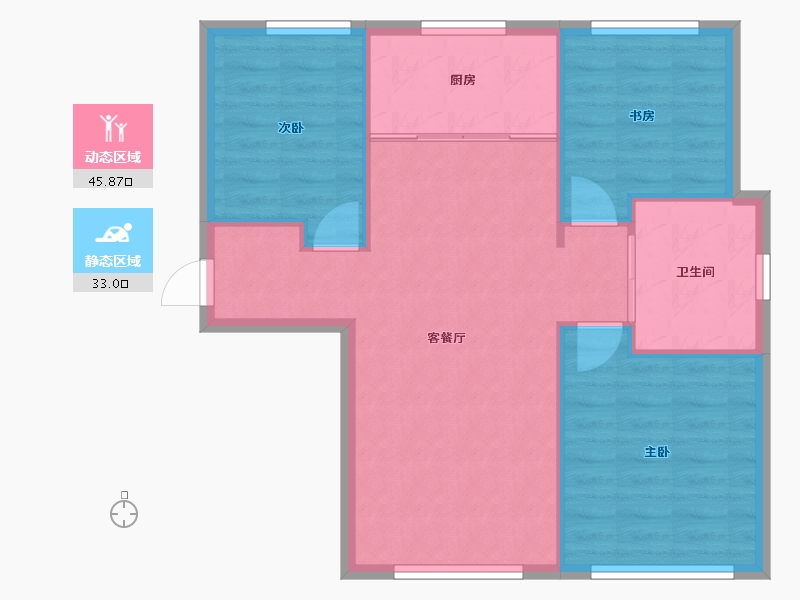 天津-天津市-中冶德贤华府1号楼,2号楼建面112m²-72.23-户型库-动静分区