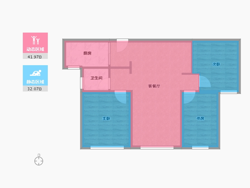 天津-天津市-中冶德贤华府4号楼,建面110m²-66.04-户型库-动静分区