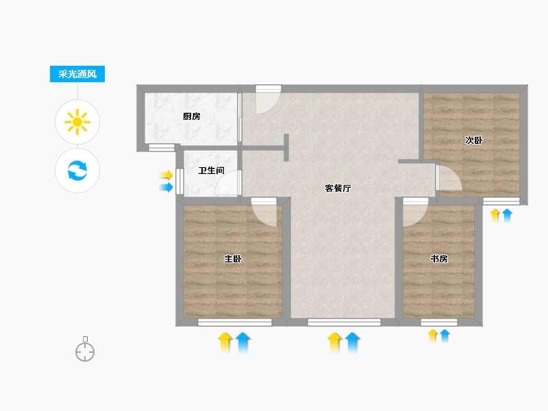 天津-天津市-中冶德贤华府4号楼,建面110m²-66.04-户型库-采光通风