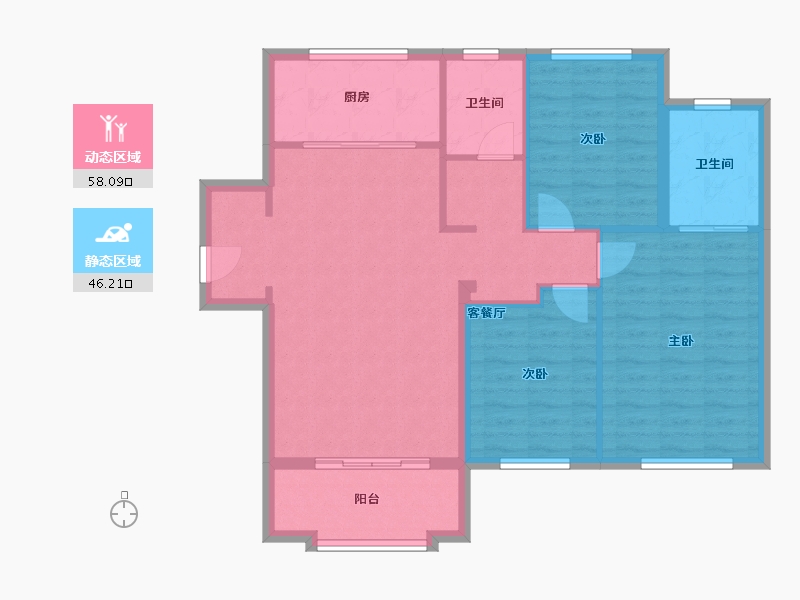 天津-天津市-中冶德贤华府4号楼,建面143m²-94.76-户型库-动静分区