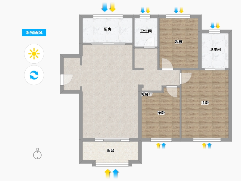 天津-天津市-中冶德贤华府4号楼,建面143m²-94.76-户型库-采光通风