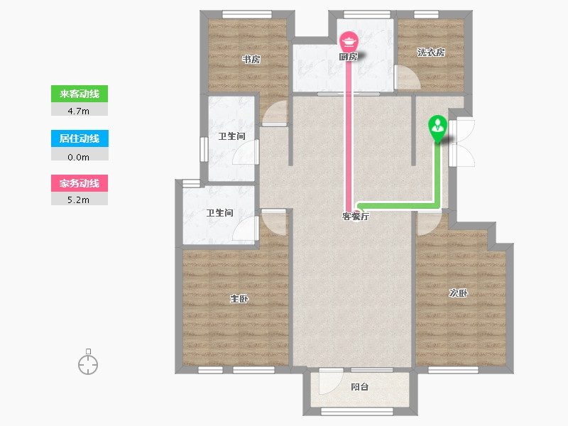 天津-天津市-财富绿道丹庭建面125m²-99.91-户型库-动静线