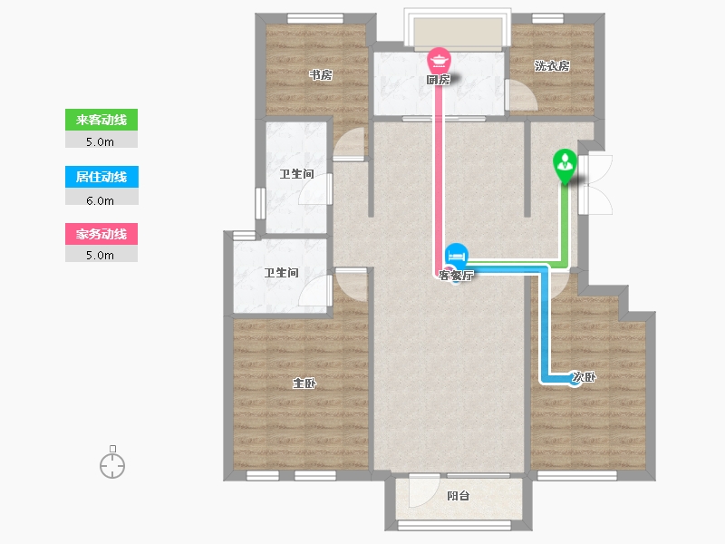 天津-天津市-财富绿道丹庭建面132m²-99.49-户型库-动静线