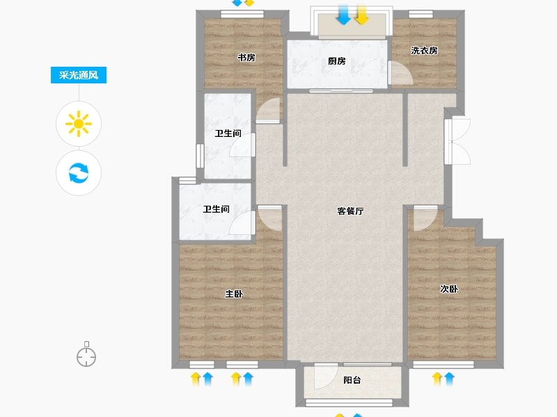 天津-天津市-财富绿道丹庭建面132m²-99.49-户型库-采光通风