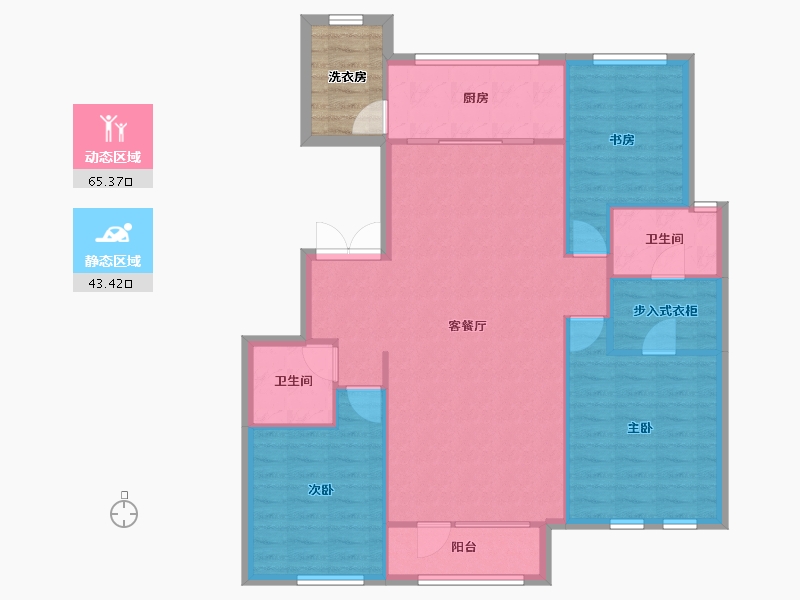 天津-天津市-财富绿道丹庭建面137m²-104.52-户型库-动静分区