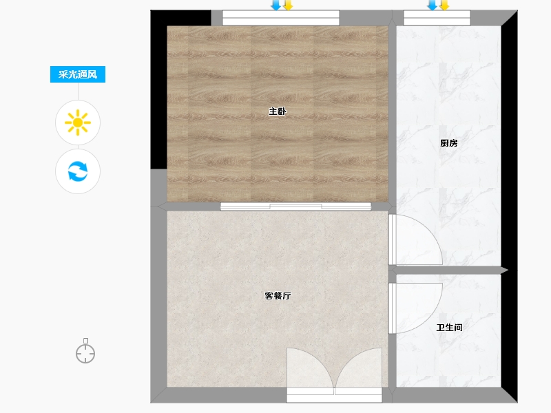 天津-天津市-富海公馆3号楼建面43m²-28.91-户型库-采光通风