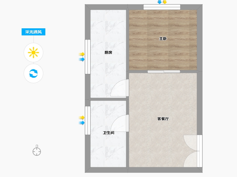 天津-天津市-富海公馆3号楼建面47m²-34.85-户型库-采光通风