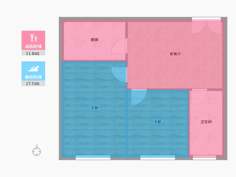 天津-天津市-富海公馆3号楼建面78m²-54.39-户型库-动静分区