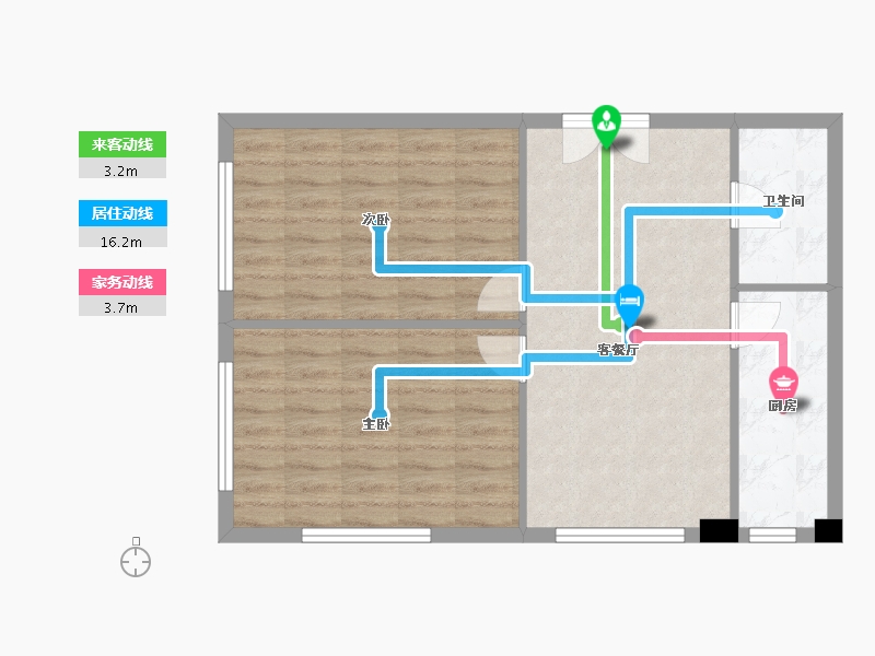 天津-天津市-富海公馆3号楼建面102m²-67.65-户型库-动静线