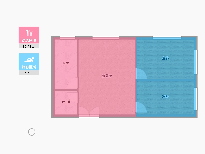 天津-天津市-富海公馆3号楼建面84m²-56.21-户型库-动静分区