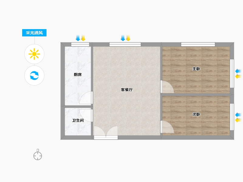 天津-天津市-富海公馆3号楼建面84m²-56.21-户型库-采光通风