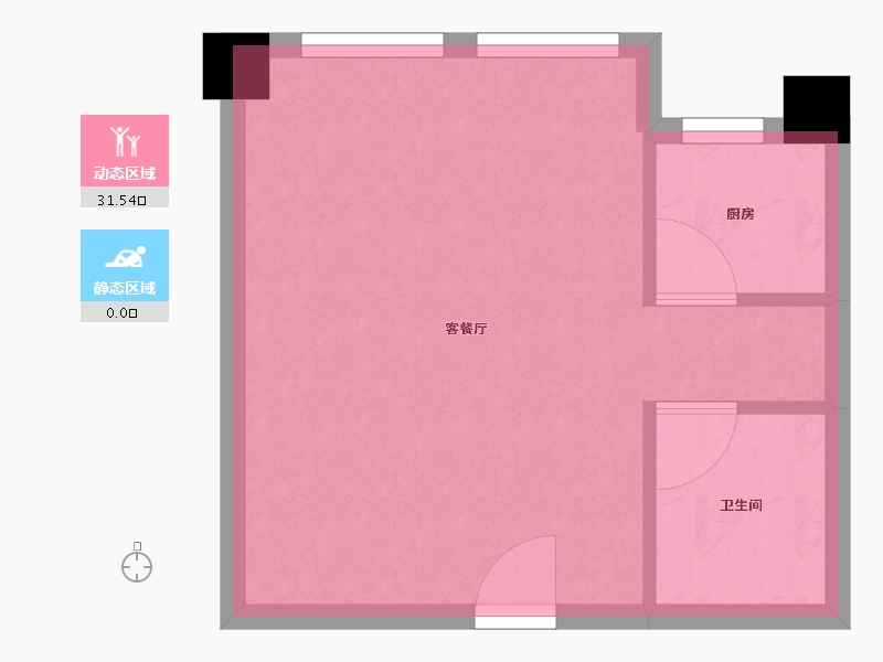 天津-天津市-天津诺德中心诺城广场3号楼,诺城广场1号楼建面60m²-28.30-户型库-动静分区