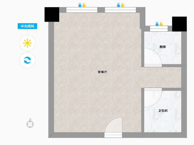 天津-天津市-天津诺德中心诺城广场3号楼,诺城广场1号楼建面60m²-28.30-户型库-采光通风