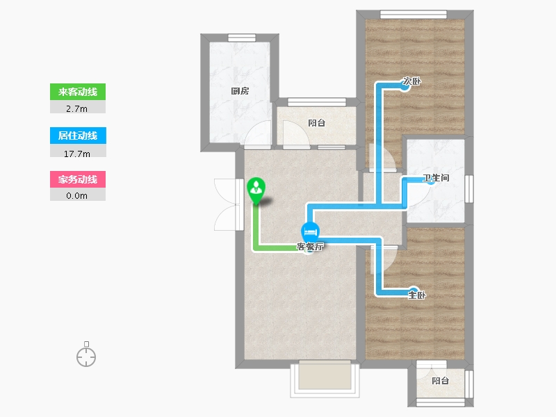 天津-天津市-天房中山路1号楼,建面92m²-58.13-户型库-动静线