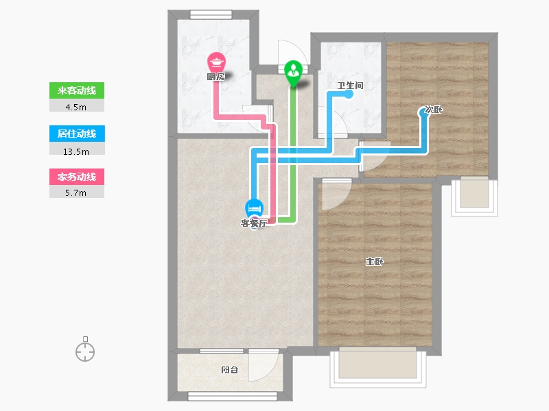 天津-天津市-天房中山路5号楼,10号楼建面89m²-60.53-户型库-动静线