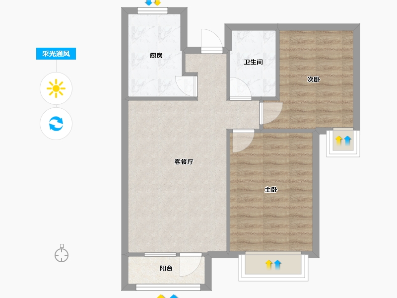 天津-天津市-天房中山路5号楼,10号楼建面89m²-60.53-户型库-采光通风