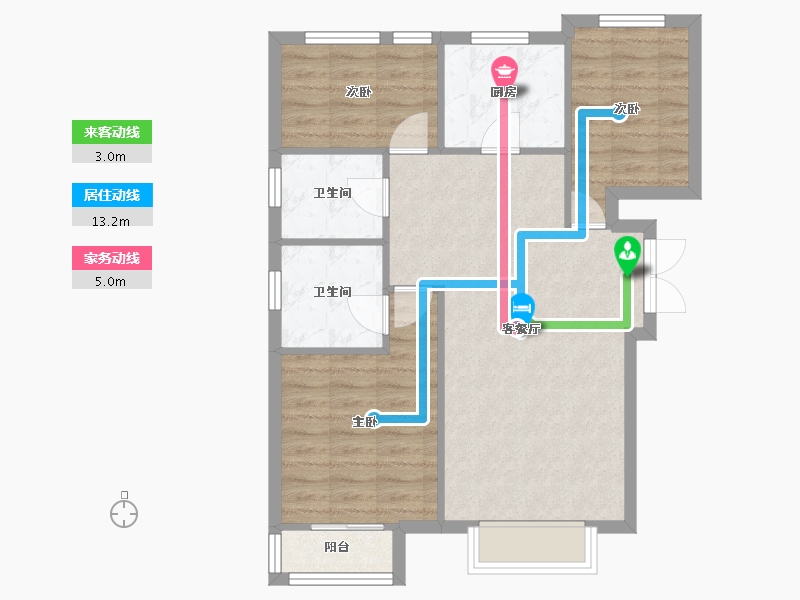 天津-天津市-天房中山路1号楼,建面110m²-73.72-户型库-动静线