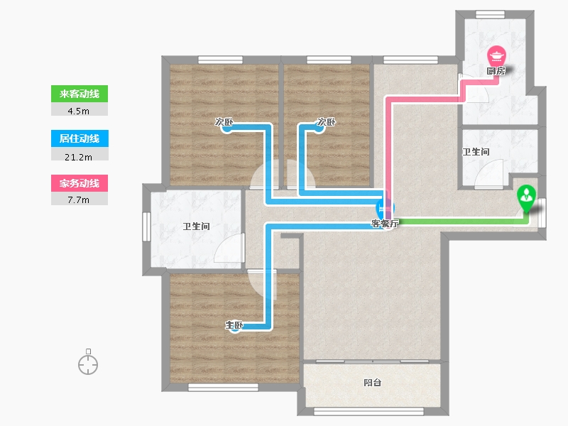 天津-天津市-新业御园10号楼,22号楼,23号楼建面120m²-96.00-户型库-动静线