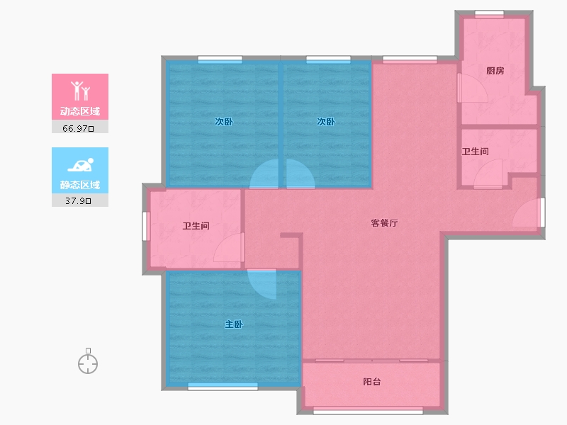 天津-天津市-新业御园10号楼,22号楼,23号楼建面120m²-96.00-户型库-动静分区