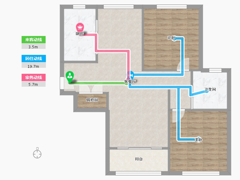 天津-天津市-新业御园14号楼,21号楼建面100m²-80.01-户型库-动静线