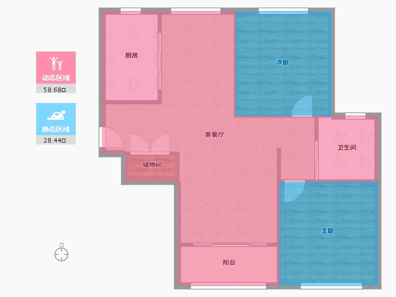 天津-天津市-新业御园14号楼,21号楼建面100m²-80.01-户型库-动静分区