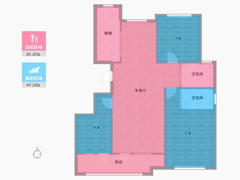 天津-天津市-新业御园15号楼,16号楼,18号楼建面130m²-104.00-户型库-动静分区