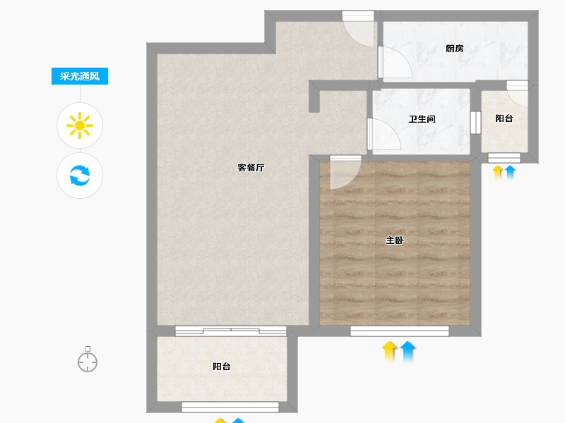 天津-天津市-新业御园建面70m²-55.99-户型库-采光通风