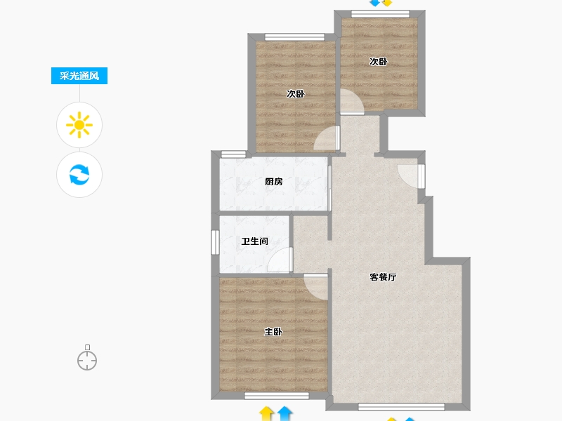 天津-天津市-融创城融义园3号楼,融青园3号楼,融义园5号楼,融秋园8号楼,融义园9号楼建面97-77.59-户型库-采光通风