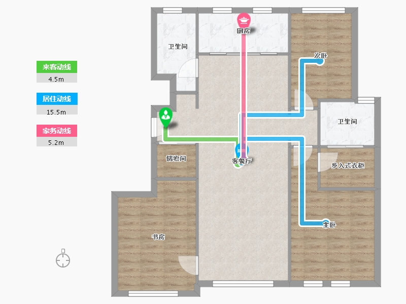 天津-天津市-融创城融丹园1号楼,融丹园7号楼,融丹园8号楼,融青园11号楼建面129m²-99.16-户型库-动静线