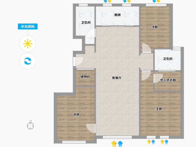 天津-天津市-融创城融丹园1号楼,融丹园7号楼,融丹园8号楼,融青园11号楼建面129m²-99.16-户型库-采光通风