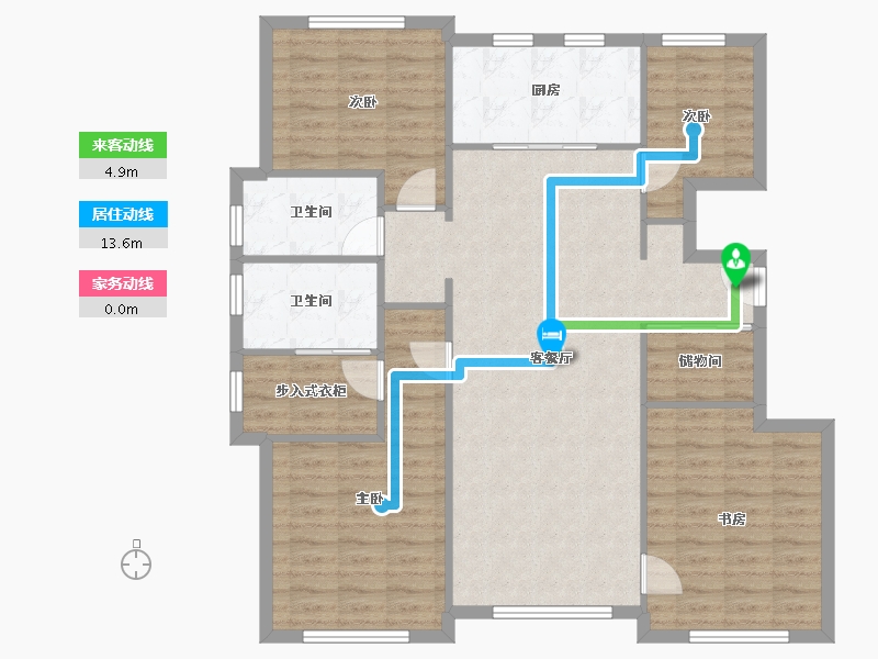 天津-天津市-融创城融丹园7号楼建面139m²-112.51-户型库-动静线