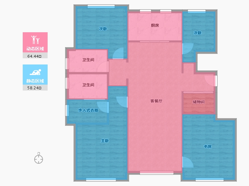 天津-天津市-融创城融丹园7号楼建面139m²-112.51-户型库-动静分区