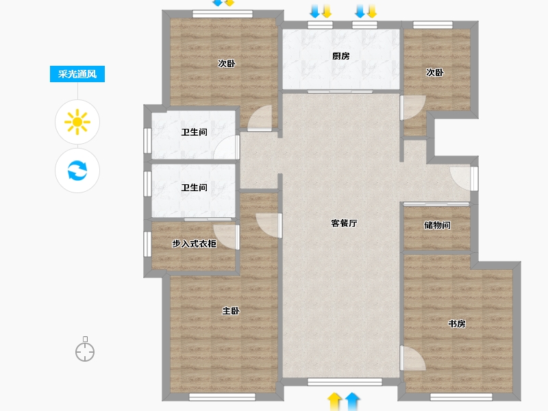 天津-天津市-融创城融丹园7号楼建面139m²-112.51-户型库-采光通风