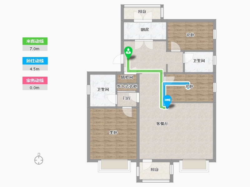 天津-天津市-瑜芳园9号楼建面135m²-108.00-户型库-动静线