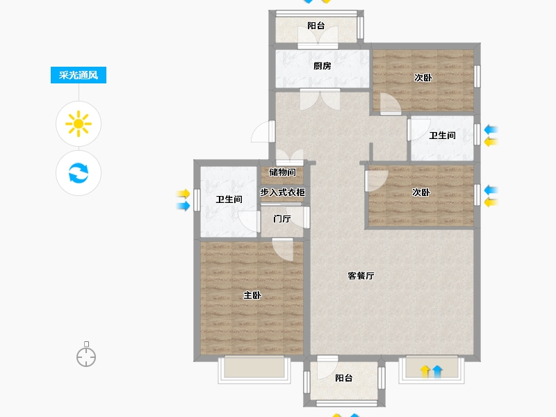 天津-天津市-瑜芳园9号楼建面135m²-108.00-户型库-采光通风