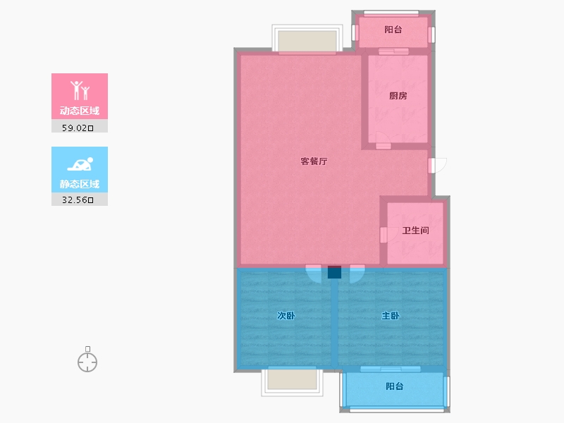 天津-天津市-瑜芳园6号楼建面102m²-81.59-户型库-动静分区