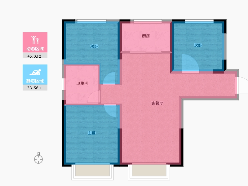 天津-天津市-金融街听湖小镇21号楼,22号楼20号楼建面88m²-70.28-户型库-动静分区