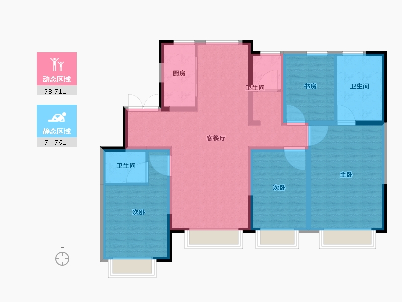 天津-天津市-金融街听湖小镇130号楼建面150m²-119.91-户型库-动静分区