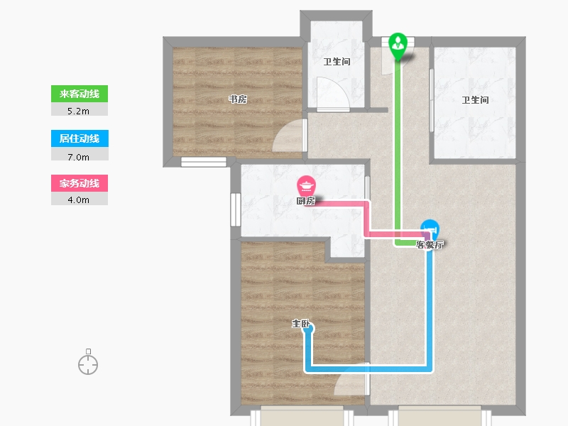 天津-天津市-万科东郡6号楼,7号楼,东郡10号楼,东郡11号楼建面80m²-63.88-户型库-动静线