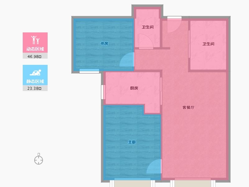 天津-天津市-万科东郡6号楼,7号楼,东郡10号楼,东郡11号楼建面80m²-63.88-户型库-动静分区